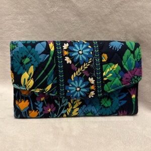 Vera Bradley Trifold Bright Multi Colored Floral Wallet with Tons of Pockets